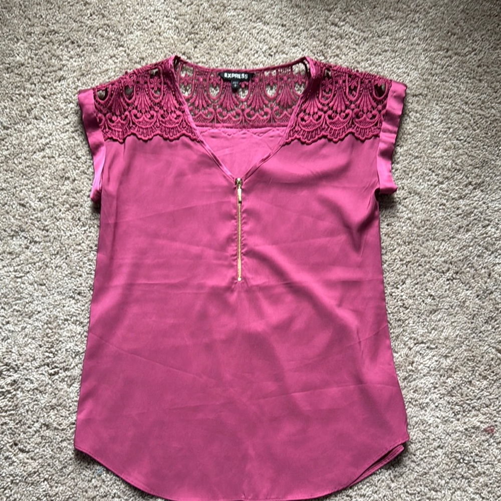 Express Women's Pink Lace &Satin Style Top